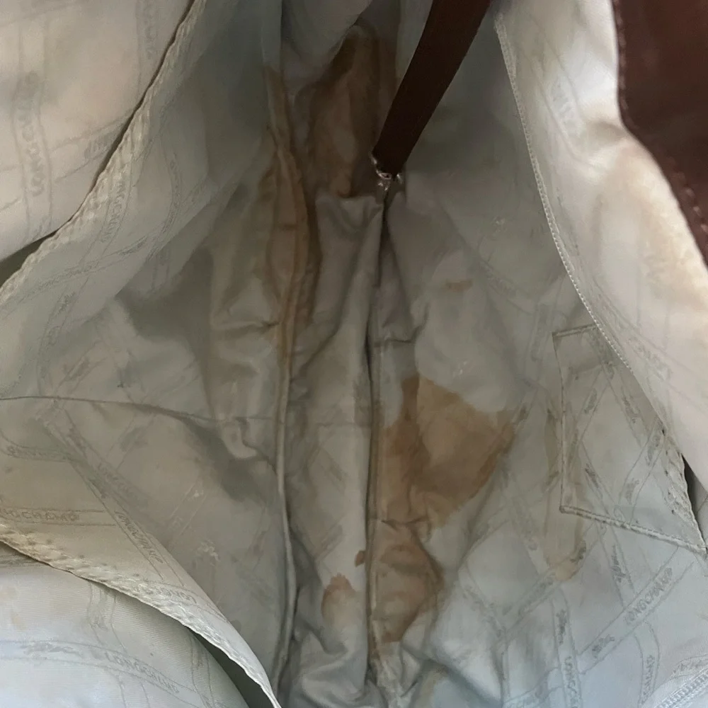 Longchamp shoulder bag. Dark brown with light stitching detail, silver hardware - Picture 3 of 3